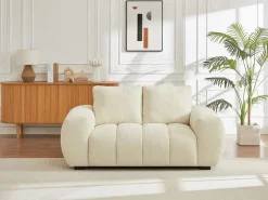 Vente-unique Sofá de 2 plazas de tela acolchado de estilo design BERENIA Beige Clearance