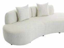 Vente-unique Sofá de 3 plazas de tela bouclé BASILIANA Blanco Discount