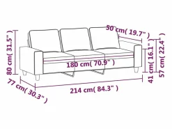 Sofá de 3 plazas de tela claro 180 cm^Clicnbuy Hot