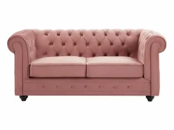 Sofá de 2 plazas de terciopelo rosa pastel CHESTERFIELD^Vente-unique Discount