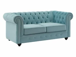 Sofá de 2 plazas de terciopelo azul pastel CHESTERFIELD^Vente-unique New