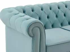 Sofá de 2 plazas de terciopelo azul pastel CHESTERFIELD^Vente-unique New