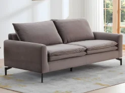 Sofá de 3 plazas de terciopelo gris estilo contemporáneo - ISENA^Vente-unique