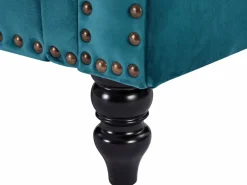 Vente-unique Sofá de 2 plazas de terciopelo verde azulado . Sofá capitoné con 2 cojines decorativos adicionales. Medidas: Ancho 190 x Prof. 77 x Alt. 79 cm. TURNER Azul verdoso Best