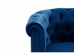 Vente-unique Conjunto Sofás|Sofá de 3+2 plazas de terciopelo Azul real CHESTERFIELD