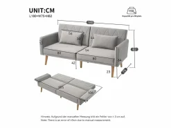 Sofá de 2 plazas de terciopelo , con respaldo y reposabrazos ajustables, de diseño moderno, para salón o dormitorio^OKWISH Clearance