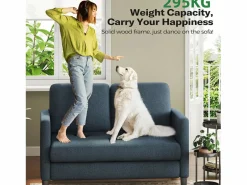 DripeX Sofá Escandinavo|Sofá de 2 plazas de terciopelo de Teddy, con un asiento profundo de 55 cm y reposabrazos - 128x78x89cm