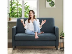 DripeX Sofá Escandinavo|Sofá de 2 plazas de terciopelo de Teddy, con un asiento profundo de 55 cm y reposabrazos - 128x78x89cm