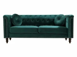Vente-unique Sofá de 3 plazas de terciopelo estilo charme francés TURNER Verde esmeralda Clearance