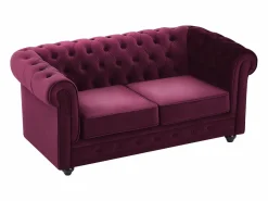 Sofá de 2 plazas de terciopelo color morado CHESTERFIELD^Vente-unique Sale