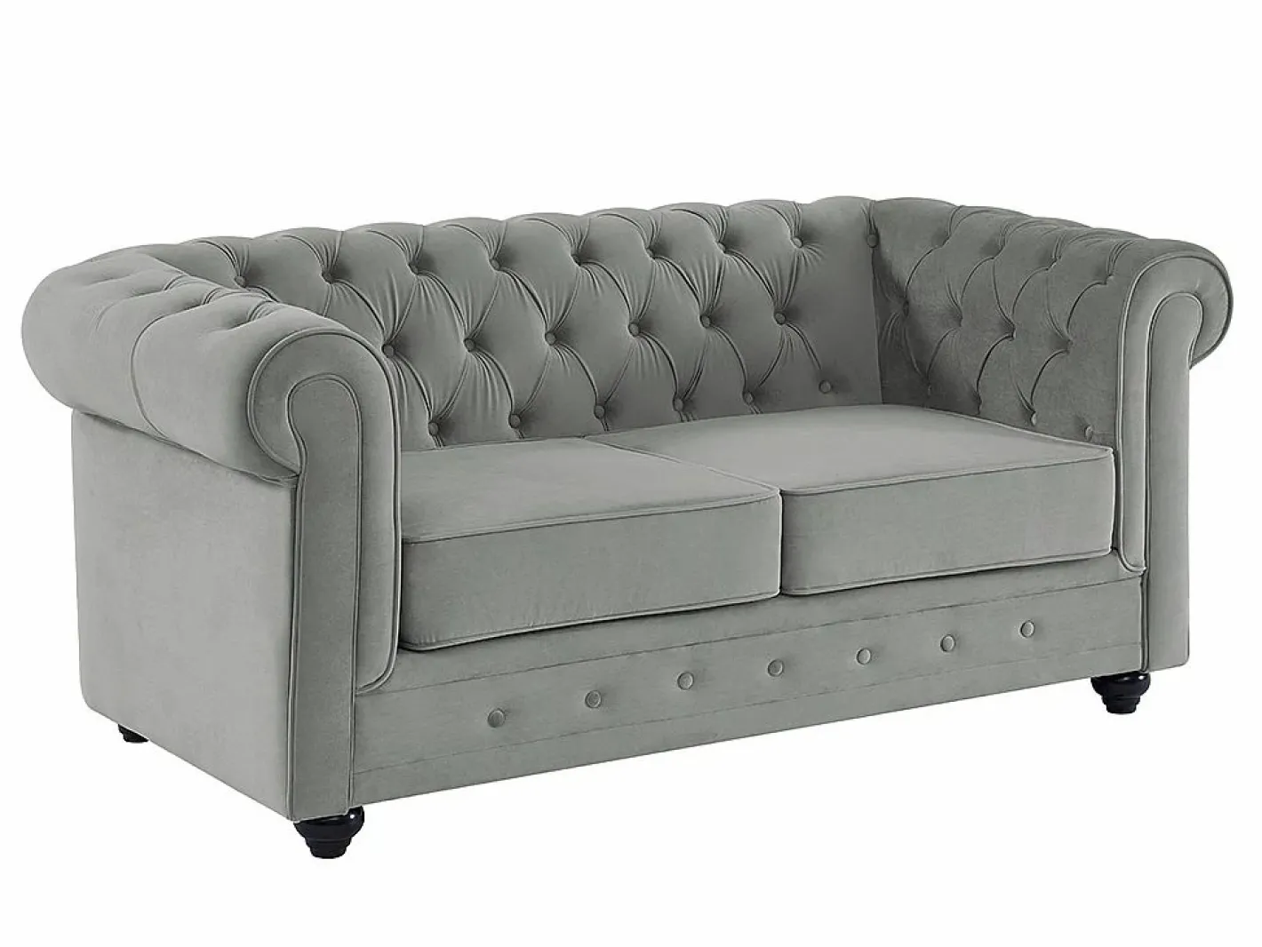 Vente-unique Sofá de 3+2 plazas de terciopelo CHESTERFIELD Gris claro Clearance