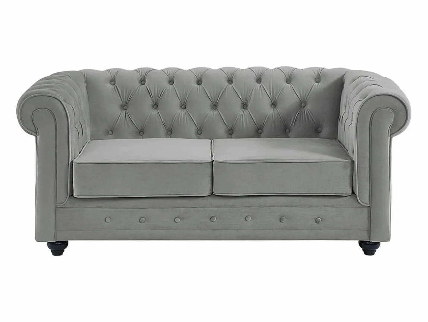 Vente-unique Sofá de 3+2 plazas de terciopelo CHESTERFIELD Gris claro Clearance