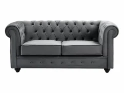 Vente-unique Sofá de 2 plazas de terciopelo antracita CHESTERFIELD Gris antracita Hot