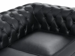 Vente-unique Sofá de 2 plazas en cuero de búfalo CHESTERFIELD Negro Clearance