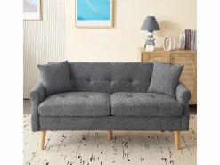 DripeX Sofás Club|Sofá de 2 plazas en tejido Chenille - con 2 almohadas - reposabrazos acolchados - 20 cm pies de madera sólida -162x74x77cm
