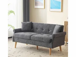 DripeX Sofás Club|Sofá de 2 plazas en tejido Chenille - con 2 almohadas - reposabrazos acolchados - 20 cm pies de madera sólida -162x74x77cm