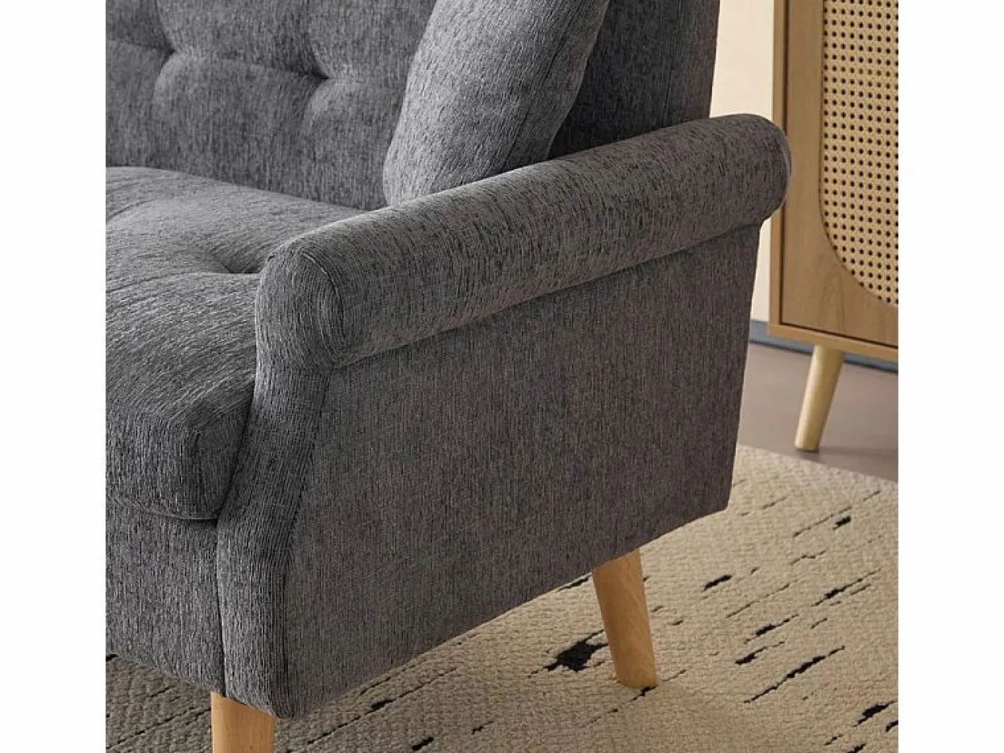 DripeX Sofás Club|Sofá de 2 plazas en tejido Chenille - con 2 almohadas - reposabrazos acolchados - 20 cm pies de madera sólida -162x74x77cm