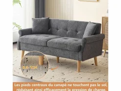 DripeX Sofás Club|Sofá de 2 plazas en tejido Chenille - con 2 almohadas - reposabrazos acolchados - 20 cm pies de madera sólida -162x74x77cm