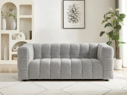 Vente-unique Sofá de 2 plazas en tela bouclé LERICI de Pascal Morabito Gris claro Clearance