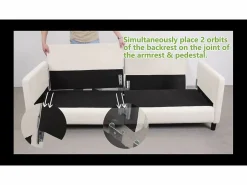 DripeX Sofá de 3 plazas en terciopelo de peluche, comodidad de sofá derecha grande en madera maciza, envejecimiento con reposabrazos, 210 x 79 x 89 cm, -gris Azul New