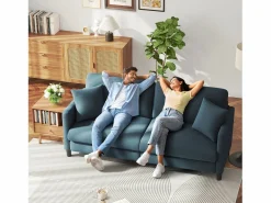 DripeX Sofá Escandinavo|Sofá de 3 plazas en terciopelo de Teddy, sofá de confort correcta en madera sólida, loveseat con reposabrazos, 193x79x89cm, -gris