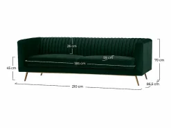 Rendez-Vous Déco Sofá Vintage|Sofá de 3 plazas en terciopelo oscuro - Gatsby