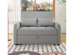 Sofá de 2 plazas extraíble - Sofá relax con respaldo regulable y 2 cojines - Lino^