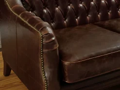 LINEA SOFA Sofá de 3 plazas piel envejecida COLBERT - Color marrón Marru00f3n chocolate