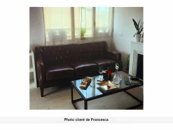 LINEA SOFA Sofá de 3 plazas piel envejecida COLBERT - Color marrón Marru00f3n chocolate
