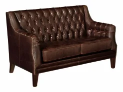 LINEA SOFA Sofá Vintage|Sofá De Piel|Sofá de 2 plazas piel envejecida COLBERT - Color marrón