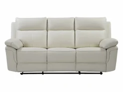 Vente-unique Sofá de 3+1 plazas relax de piel de búfalo PAKITA Marfil Hot