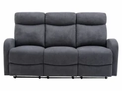 Vente-unique Sofá de 3+2 plazas relax de tela estilo contemporáneo EVELYN Gris Clearance