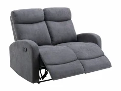 Vente-unique Sofá de 3+2 plazas relax de tela estilo contemporáneo EVELYN Gris Clearance