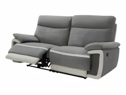 Sofá de 3 plazas relax eléctrico de terciopelo con bandas color crudo METTI^Vente-unique Sale