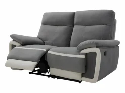 Vente-unique Sofá Relax|Sofá de 2 plazas relax eléctrico de terciopelo con bandas color crudo METTI
