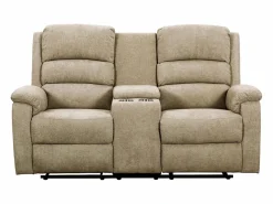 Vente-unique Sofá Relax|Sofá de 2 plazas relax eléctrico de tela con tableta NEVERS