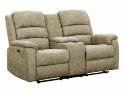 Vente-unique Sofá Relax|Sofá de 2 plazas relax eléctrico de tela con tableta NEVERS