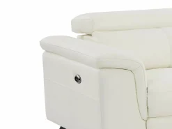 Vente-unique Sofá de 3 plazas relax eléctrico de piel de becerro con reposacabezas BREYT II Blanco New