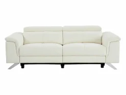 Vente-unique Sofá de 3 plazas relax eléctrico de piel de becerro con reposacabezas BREYT II Blanco New