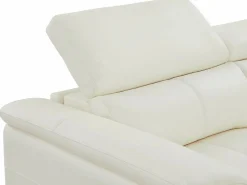 Vente-unique Sofá de 3 plazas relax eléctrico de piel de becerro con reposacabezas BREYT II Blanco New