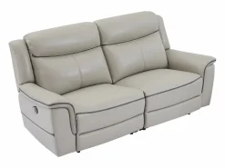 Vente-unique Sofá de 3 plazas relax eléctrico de cuero ADELIO Gris claro