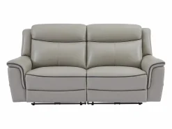 Vente-unique Sofá de 3 plazas relax eléctrico de cuero ADELIO Gris claro