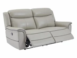 Vente-unique Sofá de 3 plazas relax eléctrico de cuero ADELIO Gris claro