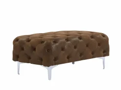 Vente-unique Conjunto Sofá Y Sillón|Sofá de 3 plazas, sillón y cheslón chéster de microfibra con aspecto de cuero envejecido EDWINA
