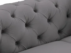 Vente-unique Sofá de 3 plazas, sillón y puf chéster de terciopelo antracita EDWINA Gris antracita New