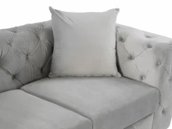 Sofá de 3 plazas, sillón y puf chéster de terciopelo EDWINA^Vente-unique Online