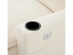 OKWISH Sofá de 4 plazas, sofá esquinero con espacio de almacenamiento, portavasos y puerto USB - Pana Beige Discount