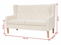 Clicnbuy Sofá - 2 Plazas|Sofá De Tela|Sofá de 2 plazas tela crema