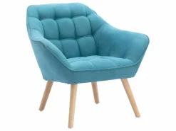 Vente-unique Sofá de 2 plazas y sillón de tela azul acolchado. Estilo escandinavo. CASERTA Azul turquesa Hot