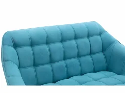 Vente-unique Sofá de 2 plazas y sillón de tela azul acolchado. Estilo escandinavo. CASERTA Azul turquesa Hot